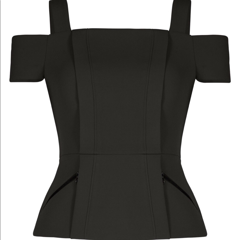 BCBG NWT Black Emelya Cold-shoulder Peplum Top